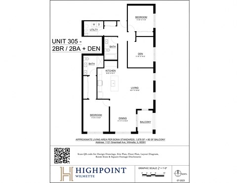 a floor plan of a unit with a bedroom and a living room